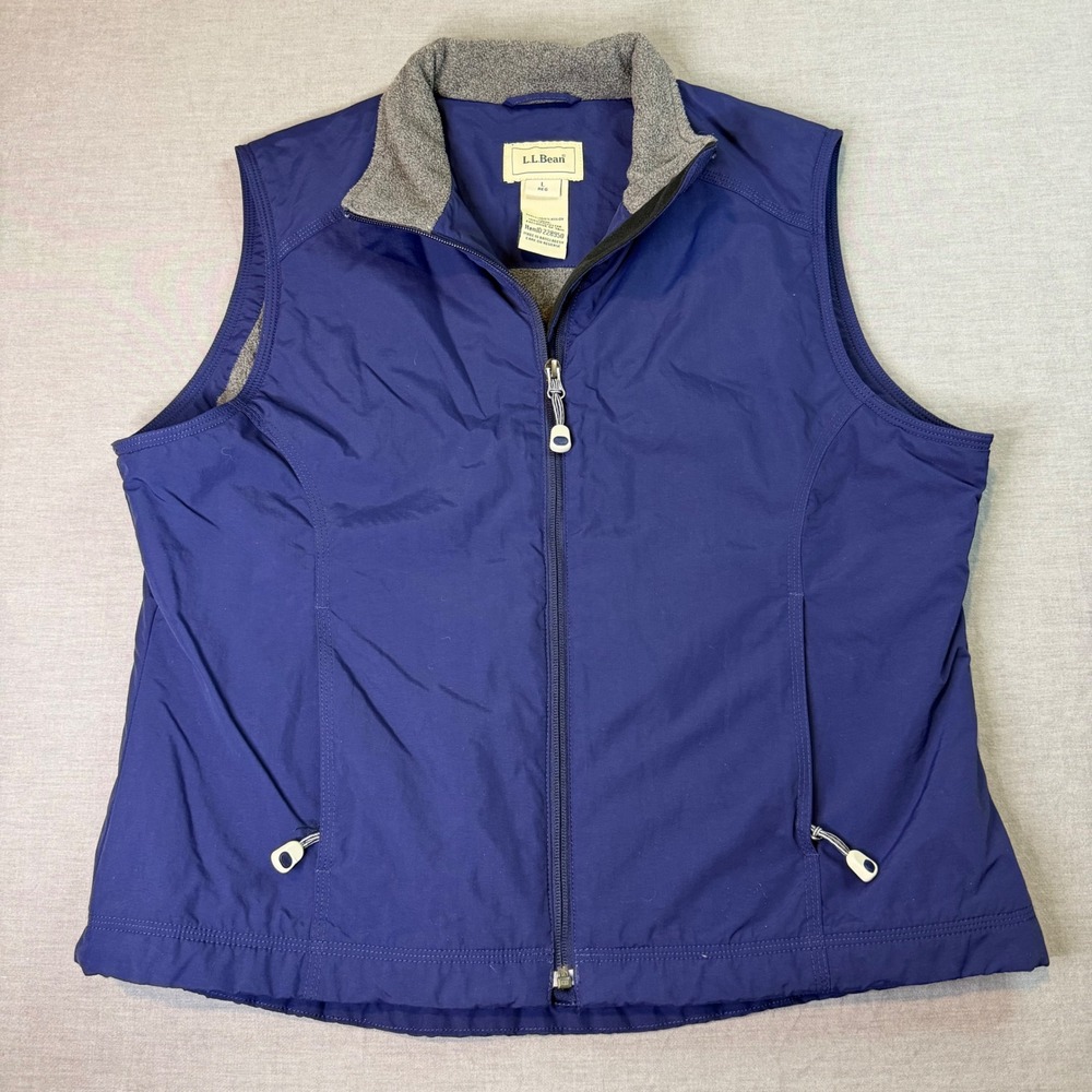 L.L. Bean Full Zip Fleece Lined Vest Womens Large Blue Excellent 228950